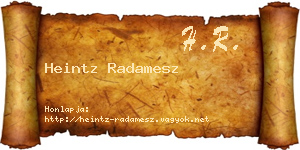 Heintz Radamesz névjegykártya